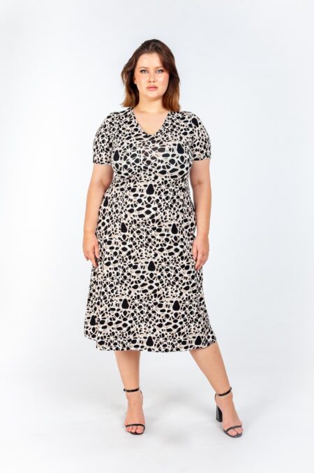 Φόρεμα Plus Size Κλος με V Λαιμόκοψη | Asagao SS25
