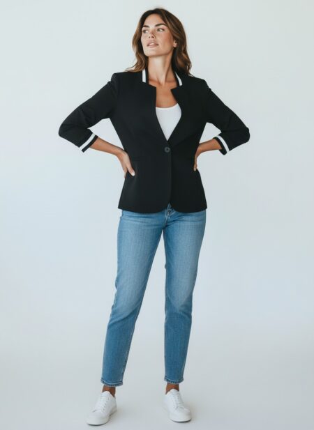 Σακάκι κουμπωτό με λευκό ρέλι / Tuli